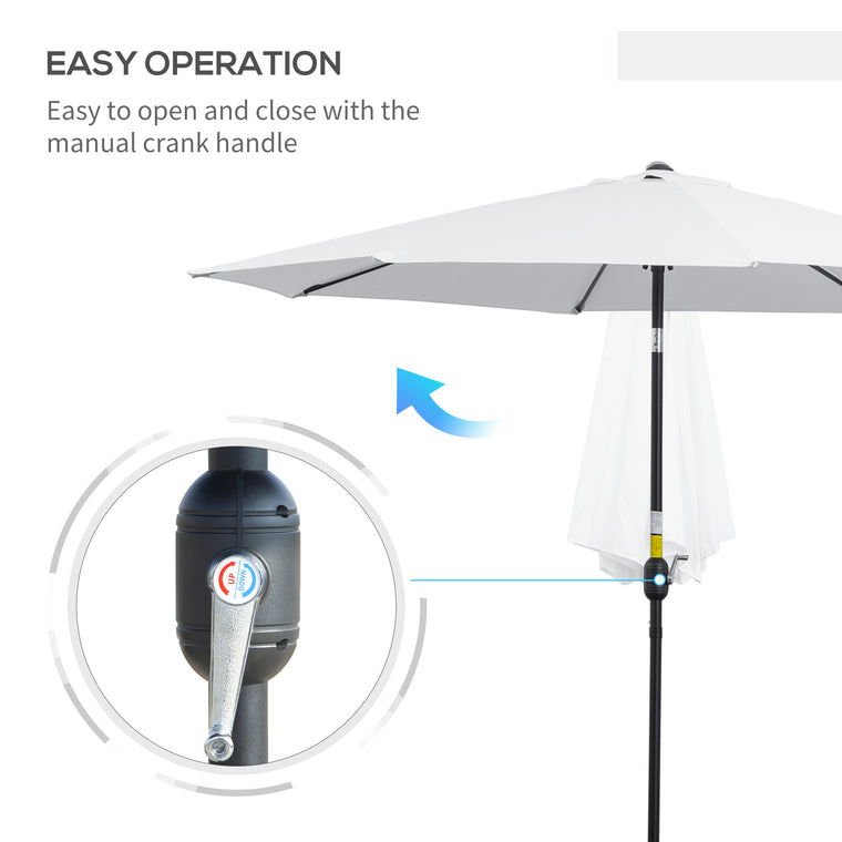 10' x 8' White Round Market Umbrella with Crank & Tilt