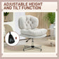 Computer Desk Chair, Armless Office Chair with Wide Padded Seat and Adjustable Height, Cream White