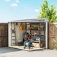 5'x7' Lean to Galvanized Metal Shed with Foundation, Garden Tool Storage House w/ Sliding Door and 2 Vents, Light Grey