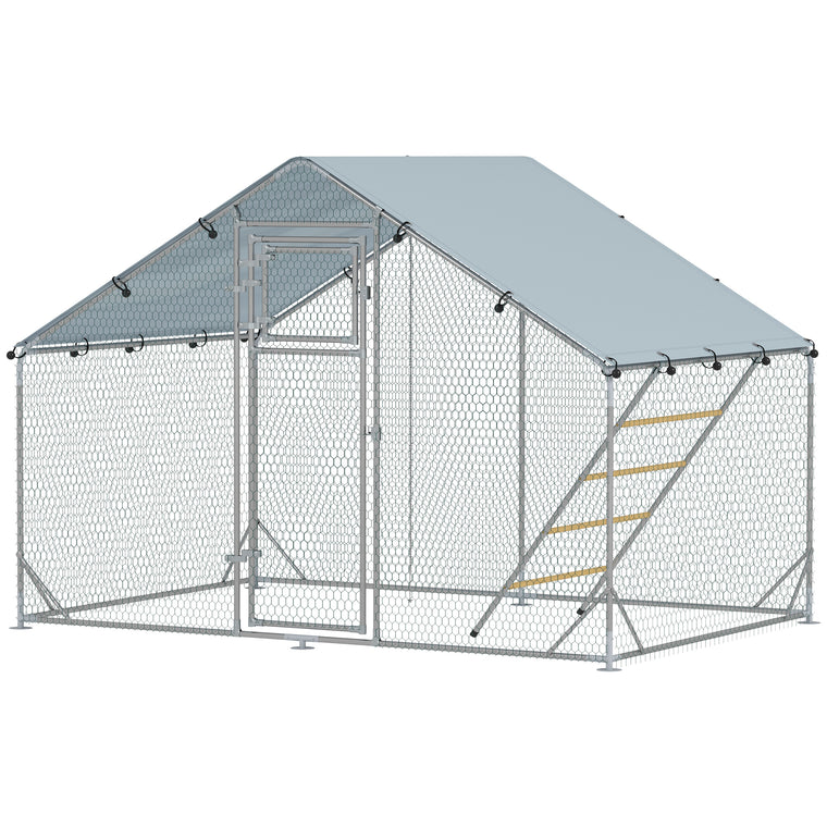 Large Metal Chicken Run with Waterproof Cover for 6-8 Chickens