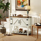 Farmhouse Kitchen Storage Cabinet, Free Standing Sideboard Console Table with Barn Doors, Bottom Shelf, White
