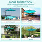 10ft Outdoor Cantilever Umbrella Banana Umbrella with Solar Lights and Adjustable Angle for Patio Backyard Turquoise