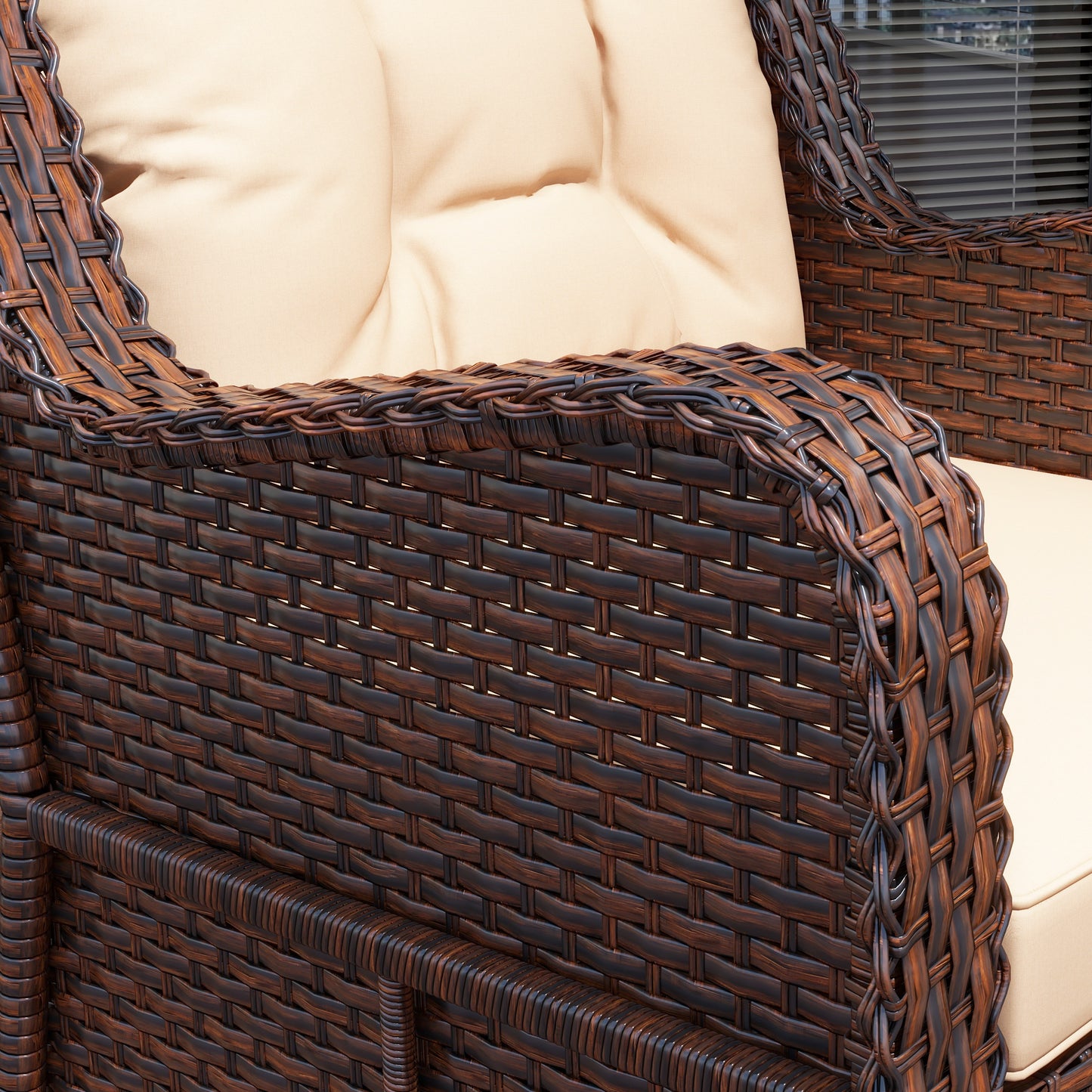 PE Rattan 360° Swivel Patio Chair with Cushion, Dark Grey