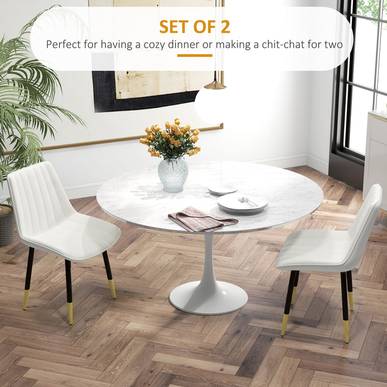 PU Leather Dining Chairs Set of 2 - Cream