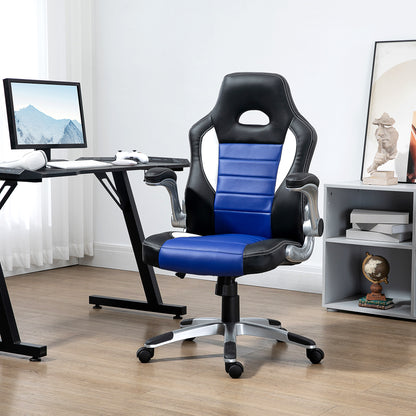 Racing Gaming Chair with Flip-Up Armrests - Blue