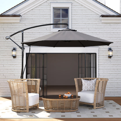9.5' Grey Cantilever Umbrella with Wind Strap & Cover