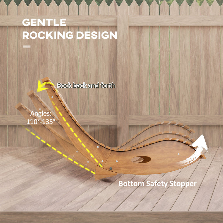 51.2" Wooden Rocking Chair with Slatted Seat