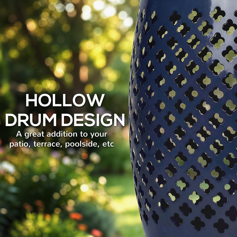 12" Round Steel Drum Side Table for Indoor & Outdoor