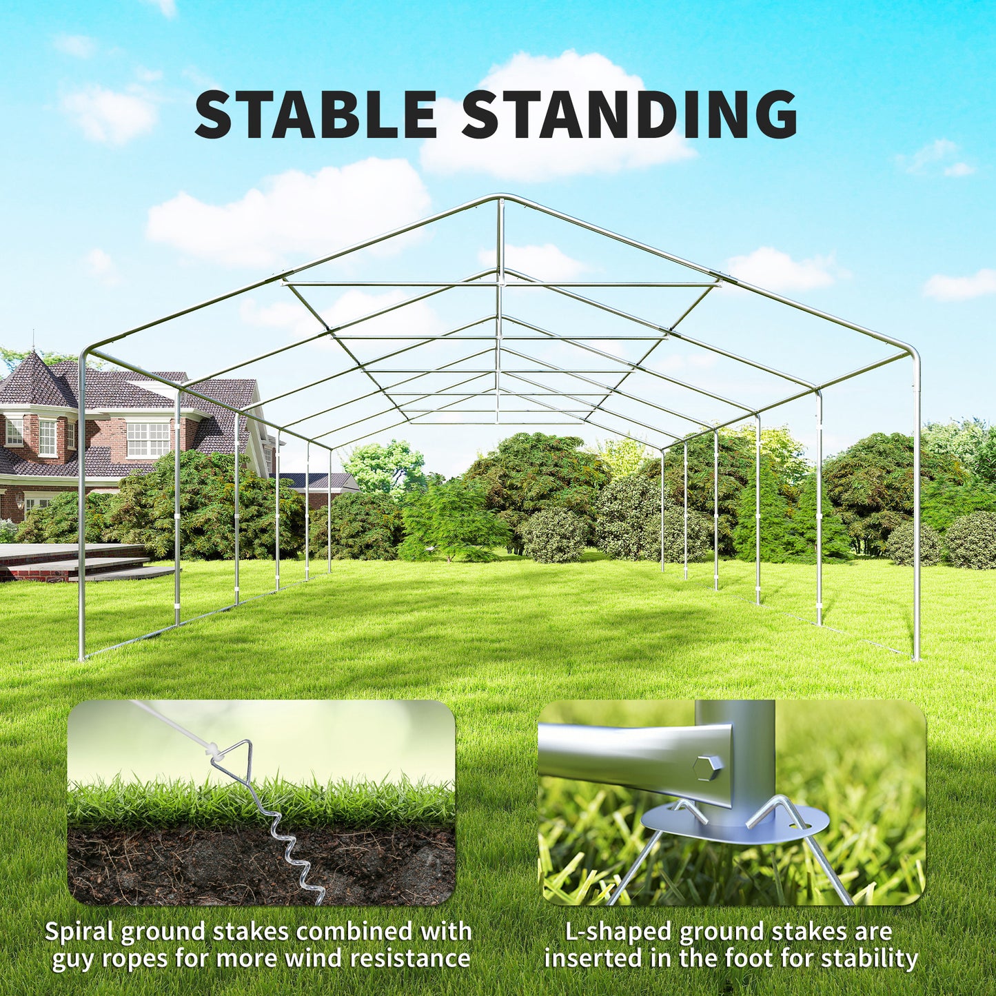 Heavy Duty Large Party Tent & Carport with Removable Sidewalls, Portable Garage Canopy Tent, White