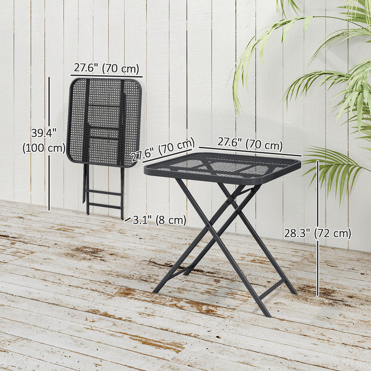 27.5" Square Folding Table with Rattan-Like Top