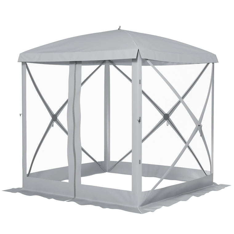 Light Grey Foldable Pop-Up Screen Tent for 3-4 People