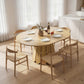 Extendable Dining Table, Round to Oval Convertible Kitchen Table with Storage Shelf for Dining Room, Natural