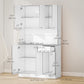71" Modern Buffet with Hutch, Standing Kitchen Hutch with Storage Cabinets, Drawer, Open Space with Microwave Stand, White