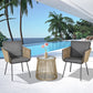 3 Pieces Wicker Patio Furniture Set, Rattan Bistro Set with Coffee Table and Cushions, Outdoor Conversation Set for Garden, Porch, Balcony, Grey