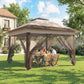12' x 12' Foldable Pop-up Party Tent Instant Canopy Sun Shade Gazebo Shelter with Steel Frame, Khaki