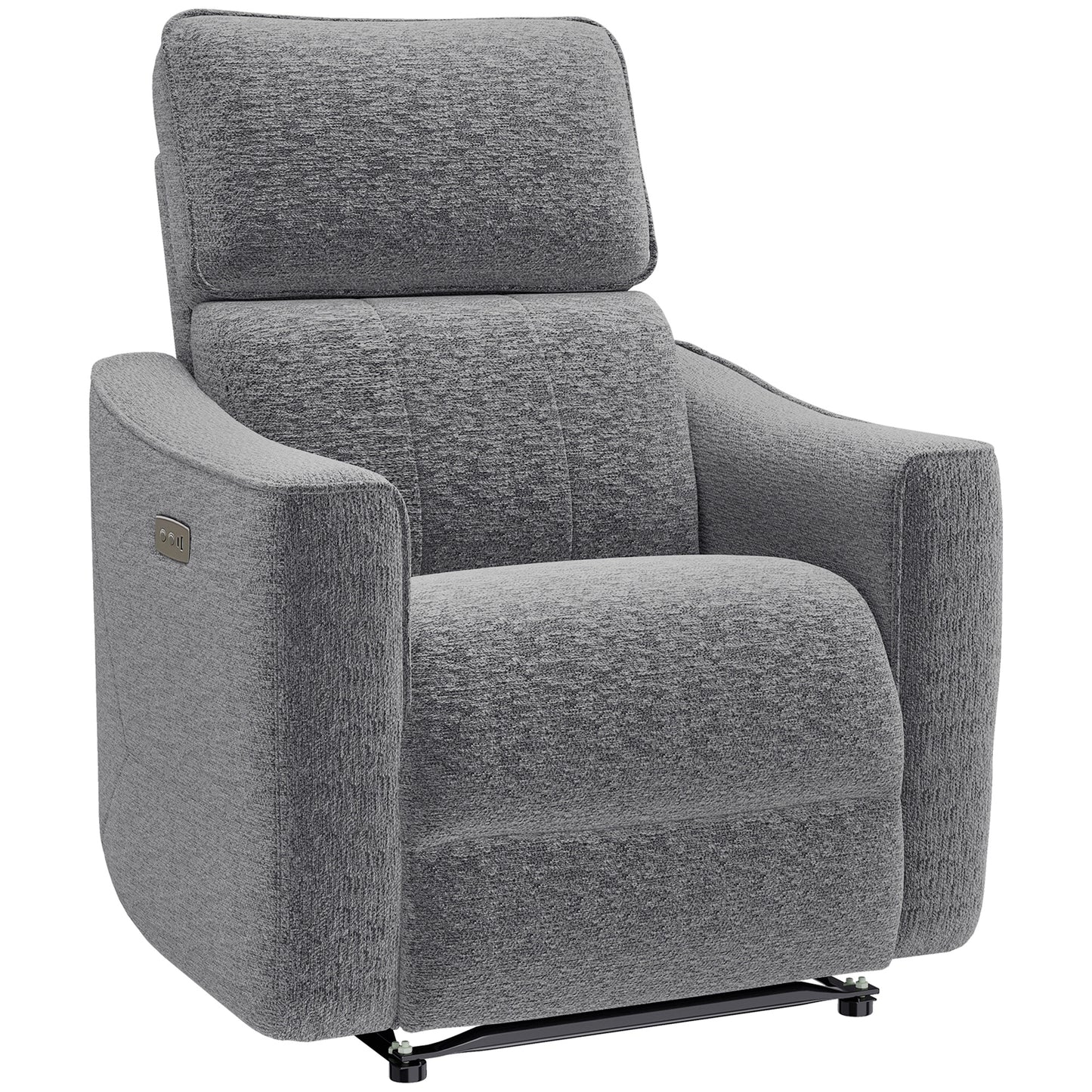 Power Recliner Chair, Chenille Upholstered Recliner Chair with USB Ports, Footrest, Dark Grey