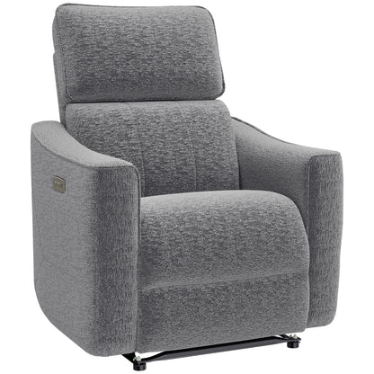 Chenille Power Recliner Chair with USB Ports - Dark Grey