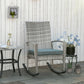Outdoor PE Rattan Rocking Chair, Garden Glider Rocking Chair, Wicker Patio Chair Set with Armrest and Cushion, Grey - Light Grey