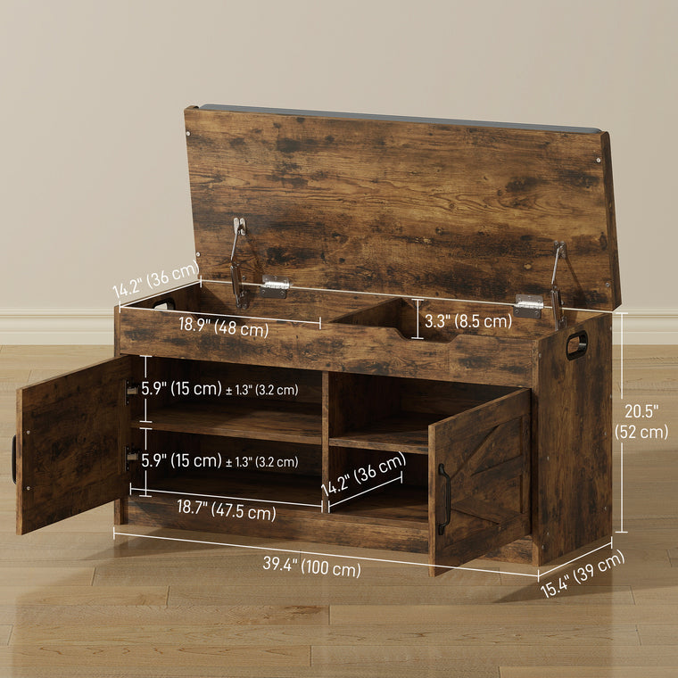 Shoe Storage Bench with Flip-Top Cabinet