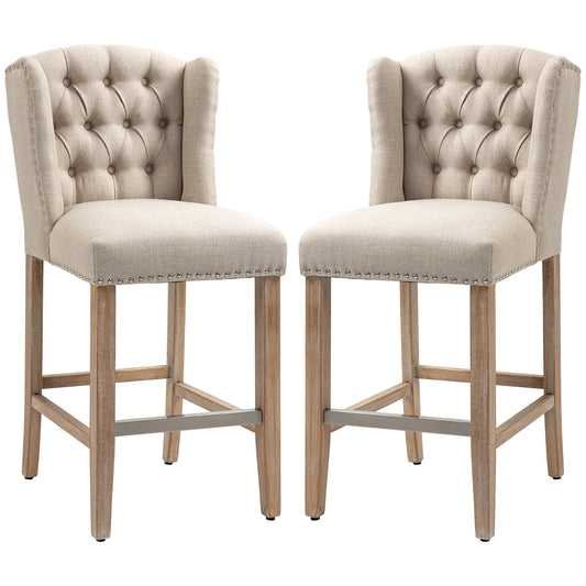 Counter-Height Nailhead Bar Stools Set of 2 - Beige