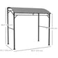 7' x 5' Garden Grill Canopy, BBQ Grill Gazebo Tent with Steel Frame and Hooks, Outdoor Sun Shade, Grey
