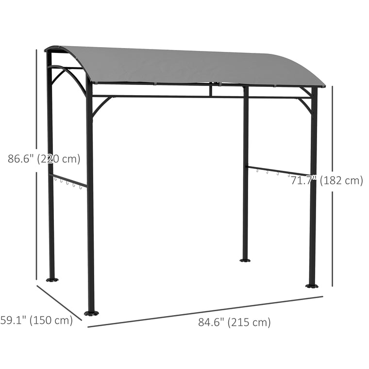 7' x 5' Grey BBQ Grill Gazebo with Steel Frame