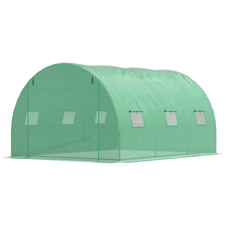 13' x 10' x 6.6' Green Polytunnel Greenhouse with Mesh Windows