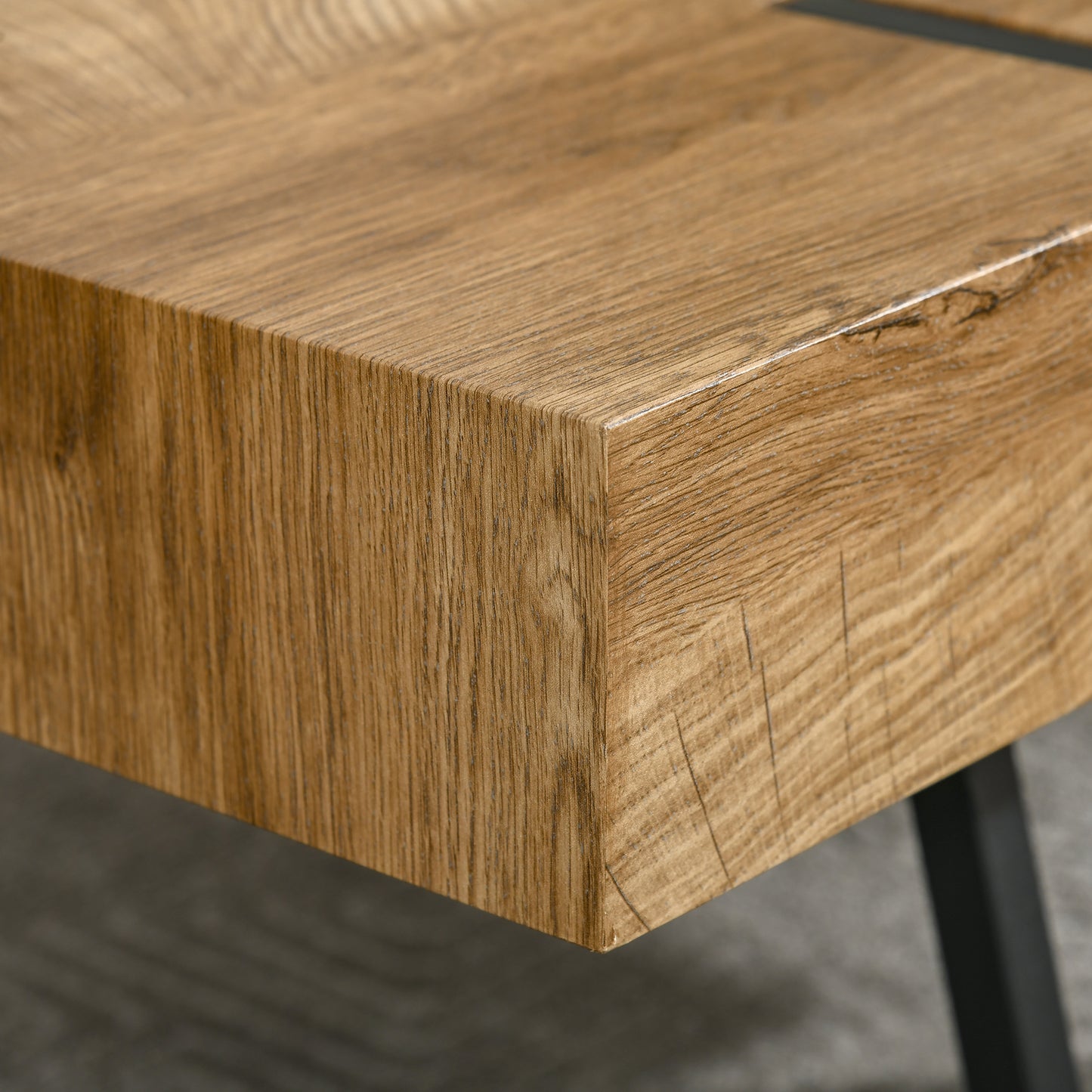 Rustic Coffee Table, Rectangle Nature Central Table with Steel Hairpin Legs for Living Room