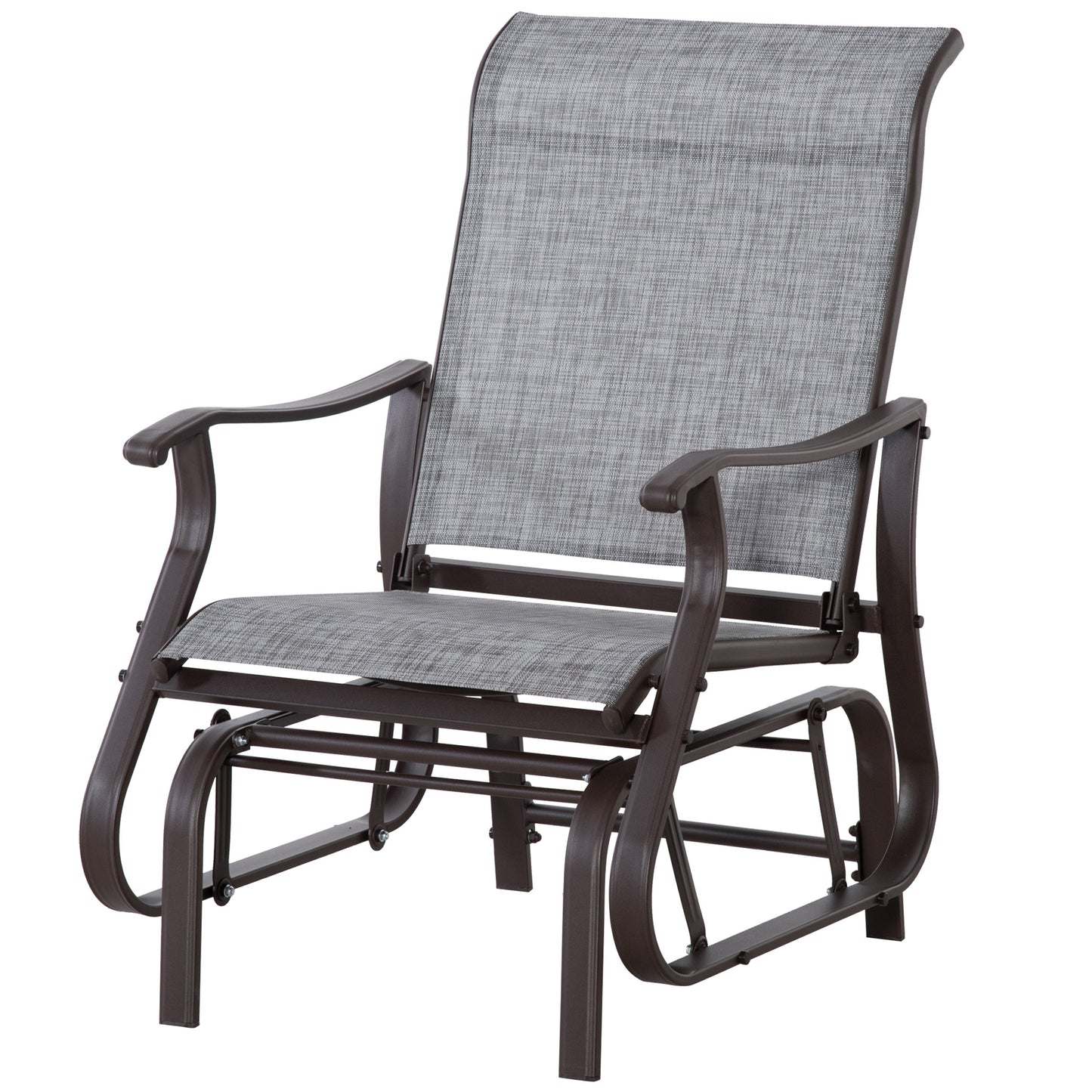 Outdoor Glider Chair, Patio Glider with Steel Frame and Mesh Fabric, Outdoor Chair for Backyard, Garden, Porch, Beige