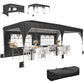 10 x 20 ft Pop Up Canopy Tent with Reflective Strips, UPF 50+ Easy up Instant Canopy with 6 Sandbags, Black