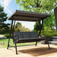 3-Person Patio Swing Chair with Canopy 3 Seater Porch Swing for Garden, Backyard, Poolside, Light Grey - Black