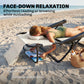 Folding Lounge Chair w/ Reclining Back, Cream White