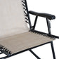 3pc Patio Rocking Chair Set, Folding Outdoor Rocking Chairs and Table Bistro Set w/ Breathable Mesh Seat & Backrest, Headrest for Park, Backyard, Garden, Grey