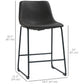 Counter Height Bar Stools Set of 2, Vintage PU Leather Bar Chairs, Kitchen Stool with Footrest, Dark Brown