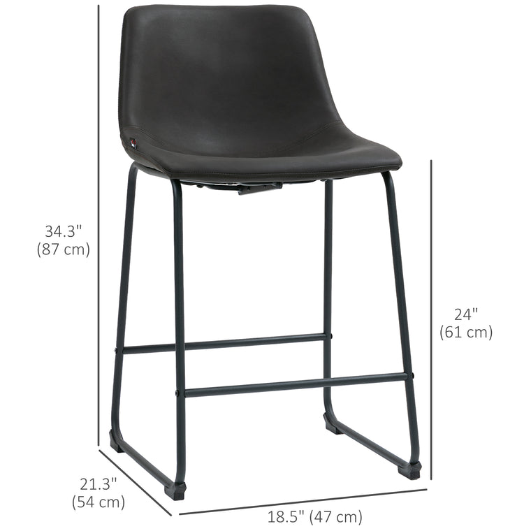 Counter-Height PU Leather Bar Stools Set of 2