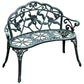 40" Outdoor Garden Bench, Cast Aluminum Antique Rose Style Patio Garden Park Loveseat Bench for Backyard, Porch, Balcony, Lawn, Green