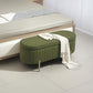 Upholstered Bedroom Bench, Channel Tufted Ottoman Bench with Thick Padding and Metal Legs, Dark Green