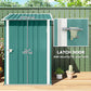 3.3' x 3.4' Lean-to Garden Storage Shed, Outdoor Galvanized Steel Tool House with Lockable Door for Patio Green