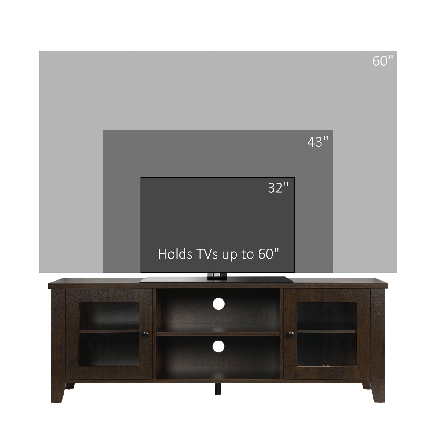 Fireplace TV Stand for TVs up to 60 Inch, Wood TV Cabinet with Storage Doors for Living Room, Coffee
