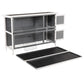 2 Tier Wooden Rabbit Hutch Bunny Pet House Wooden Coop Run, Grey