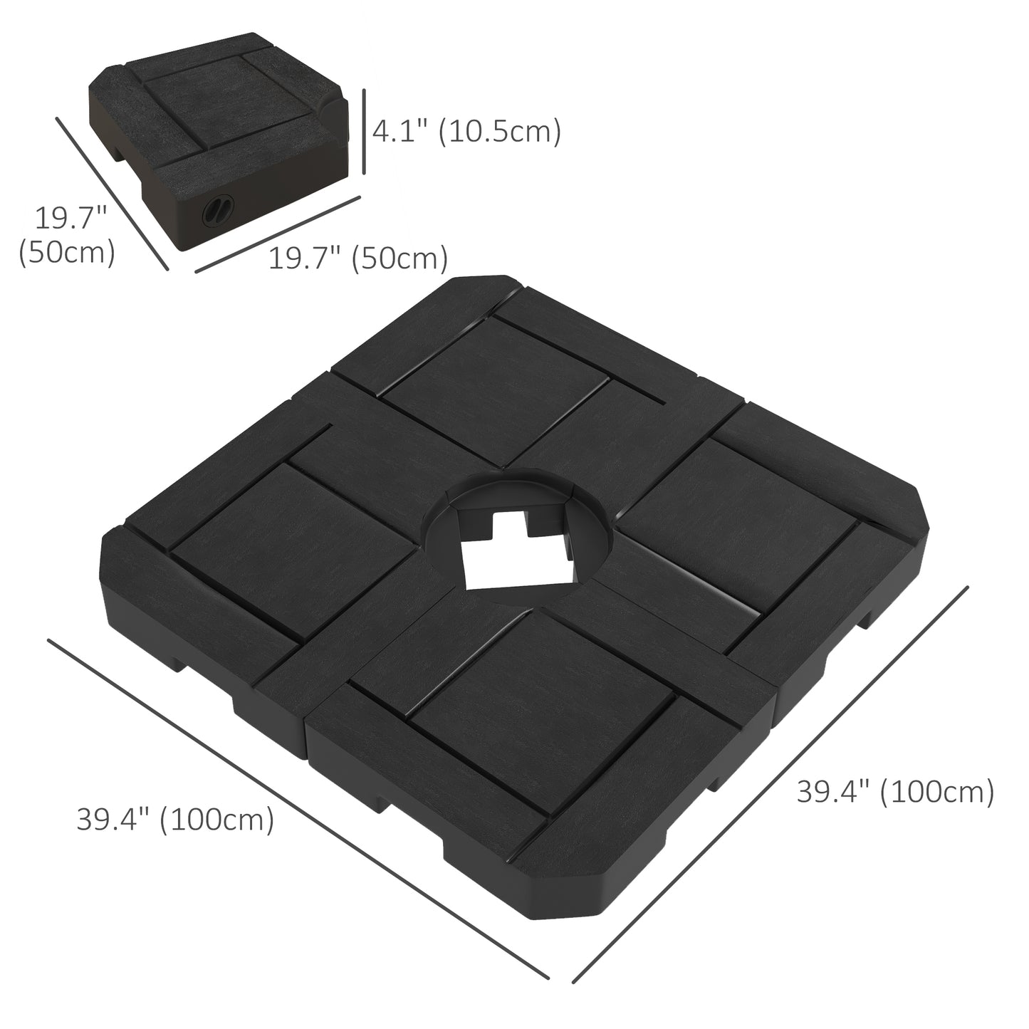 4PCs Patio Umbrella Base, Water or Sand Filled Cantilever Umbrella Weights for Cross Base with Handles, HDPE