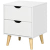 Nightstand with 2 Drawers and Wood Legs - White