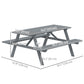 Wood Picnic Table, Camping Table and Bench Set with Umbrella Hole for Outdoor, Garden, Patio, Backyard, Grey