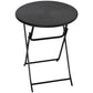 Folding Outdoor Coffee Table, 23.6" Round Patio Table with Wood-Effect HDPE Top for Balcony, Garden, Backyard, Dark Grey