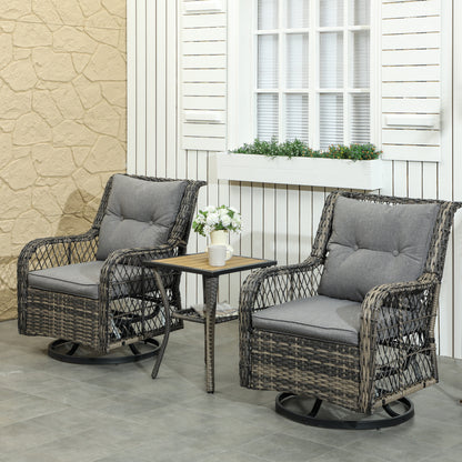 3-Piece Wicker Bistro Set with Swivel Glider Chairs