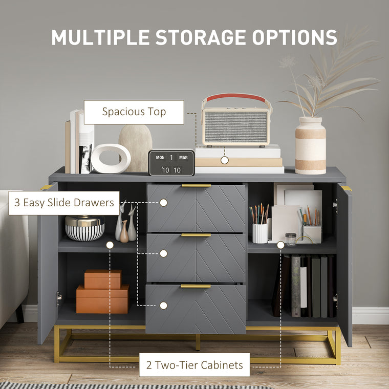 Sideboard Cabinet with 3 Drawers - Grey