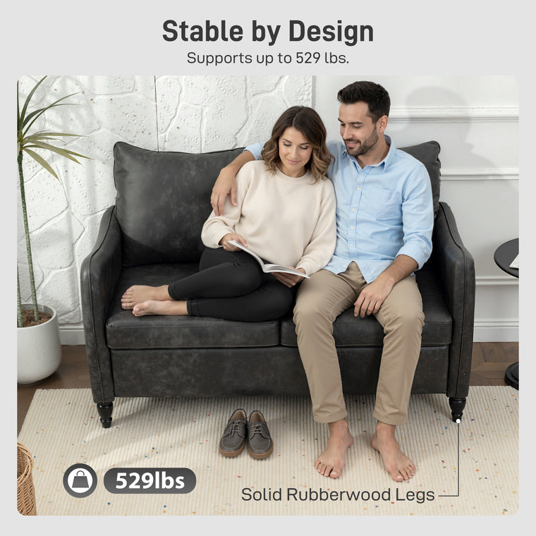 55" 2-Seater Loveseat Sofa with Wood Legs