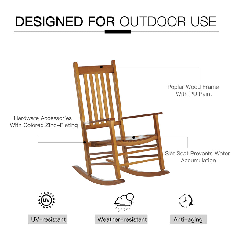 Natural Wooden Porch Rocking Armchair