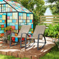 2 Pieces Wicker Patio Rocking Chair Set, Rattan Outdoor Rocking Chair Set with High Back, Armrests for Garden, Khaki