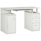 47" Computer Desk with Keyboard Tray and Storage Drawers, Home Office Workstation Table with Storage Shelves, White